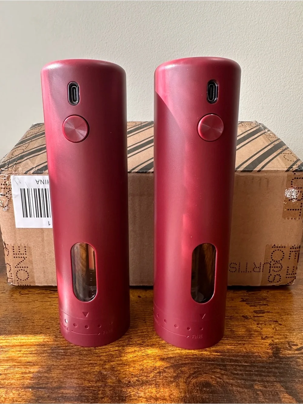 Curtis Stone Rechargeable Spice Grinders Set of 2 Red 810569 Salt & Pepper